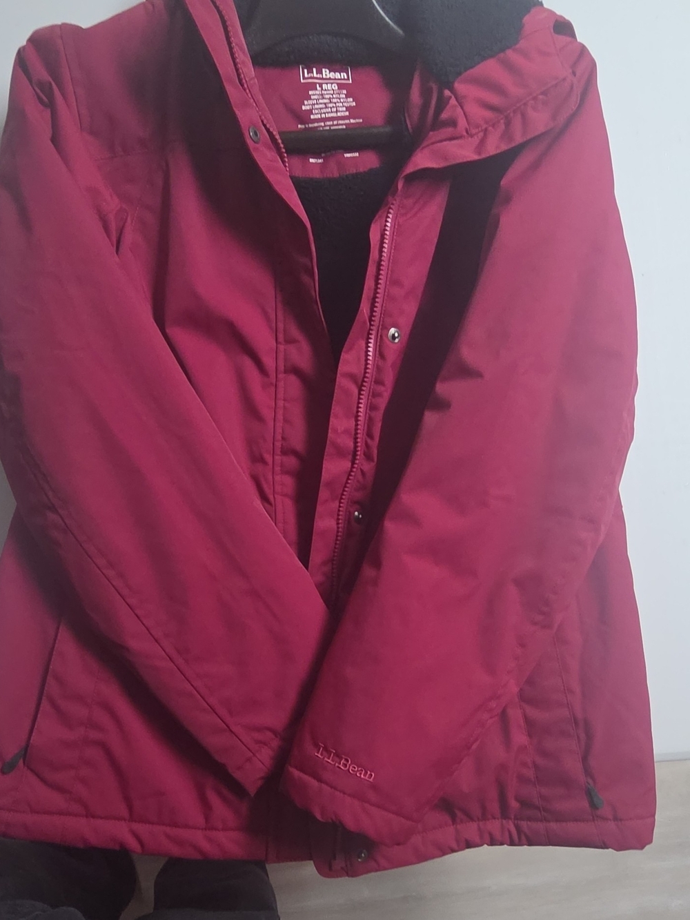 L.L. Bean Women's Deep Red Hooded Ski Jacket